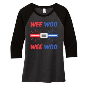 Wee Woo Police Car Funny Women's Tri-Blend 3/4-Sleeve Raglan Shirt