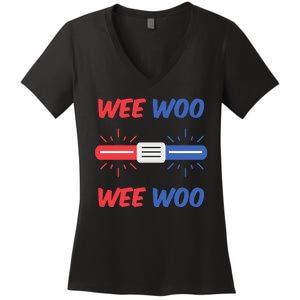 Wee Woo Police Car Funny Women's V-Neck T-Shirt