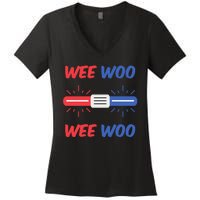 Wee Woo Police Car Funny Women's V-Neck T-Shirt