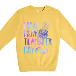 Women Wake Pray Transfer Day Cute Ivf Mom Infertility Premium Crewneck Sweatshirt