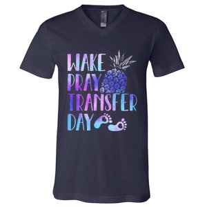 Women Wake Pray Transfer Day Cute Ivf Mom Infertility V-Neck T-Shirt