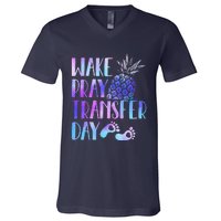 Women Wake Pray Transfer Day Cute Ivf Mom Infertility V-Neck T-Shirt