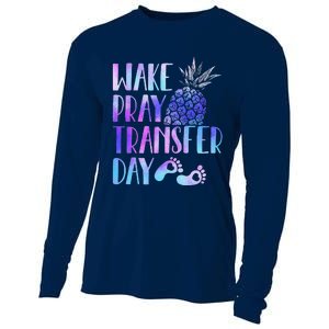 Women Wake Pray Transfer Day Cute Ivf Mom Infertility Cooling Performance Long Sleeve Crew