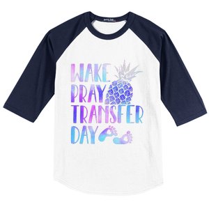 Women Wake Pray Transfer Day Cute Ivf Mom Infertility Baseball Sleeve Shirt