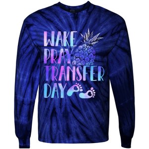 Women Wake Pray Transfer Day Cute Ivf Mom Infertility Tie-Dye Long Sleeve Shirt