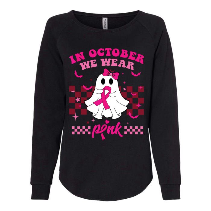 We Wear Pink Breast Cancer Awareness Ghost Halloween Groovy Womens California Wash Sweatshirt