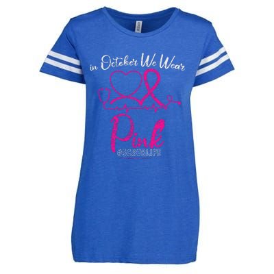 We Wear Pink Cute Stethoscope Breast Cancer Awareness Nurse Enza Ladies Jersey Football T-Shirt