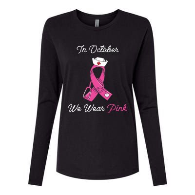 We Wear Pink Cute Stethoscope Breast Cancer Nurse Womens Cotton Relaxed Long Sleeve T-Shirt