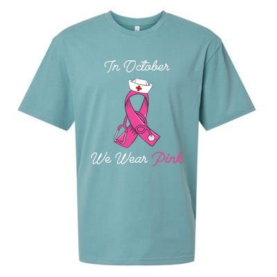 We Wear Pink Cute Stethoscope Breast Cancer Nurse Sueded Cloud Jersey T-Shirt