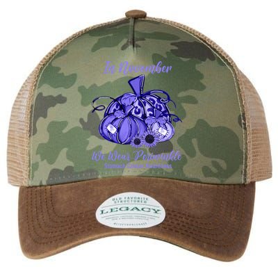 we wear periwinkle pumpkin stomach cancer awareness Legacy Tie Dye Trucker Hat