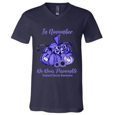 we wear periwinkle pumpkin stomach cancer awareness V-Neck T-Shirt