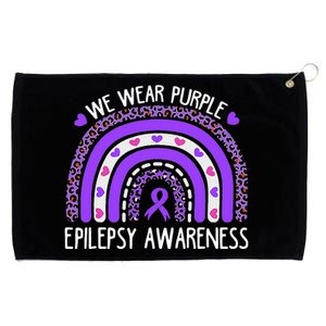 We Wear Purple Leopard Rainbow For Epilepsy Awareness Grommeted Golf Towel