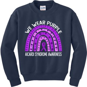 We Wear Purple For Aicardi Syndrome Awareness Kids Sweatshirt