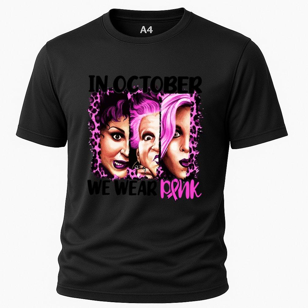 We Wear Pink In October Halloween Movies Fictional Characters Breast Cancer Cooling Performance Crew T-Shirt