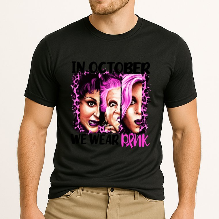 We Wear Pink In October Halloween Movies Fictional Characters Breast Cancer Cooling Performance Crew T-Shirt