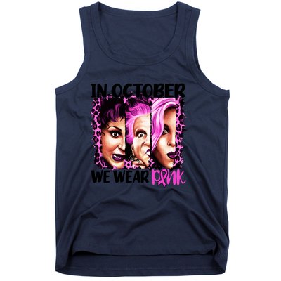 We Wear Pink In October Halloween Movies Fictional Characters Breast Cancer Tank Top