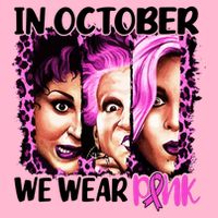 We Wear Pink In October Halloween Movies Fictional Characters Breast Cancer Women's V-Neck T-Shirt