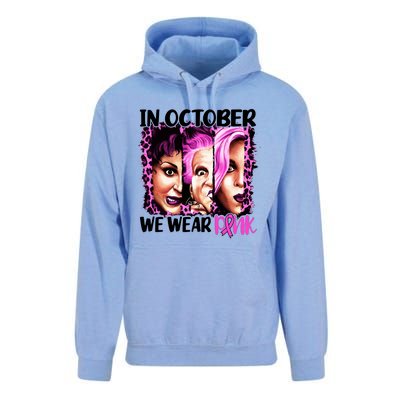 We Wear Pink In October Halloween Movies Fictional Characters Breast Cancer Unisex Surf Hoodie