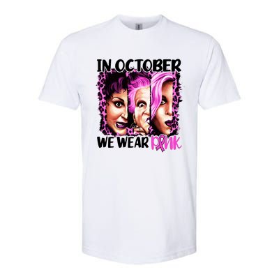 We Wear Pink In October Halloween Movies Fictional Characters Breast Cancer Softstyle CVC T-Shirt