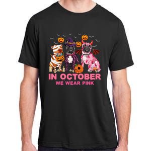 We Wear Pink_ Breast Cancer Halloween Pitbull Bulldog Lovers Adult ChromaSoft Performance T-Shirt