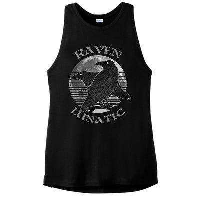 Wiccan Witch Pagan Occult Raven Lunatic Retro Moon Gift Ladies PosiCharge Tri-Blend Wicking Tank