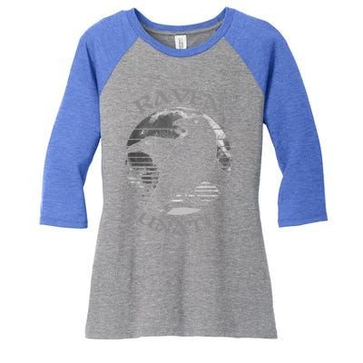 Wiccan Witch Pagan Occult Raven Lunatic Retro Moon Gift Women's Tri-Blend 3/4-Sleeve Raglan Shirt