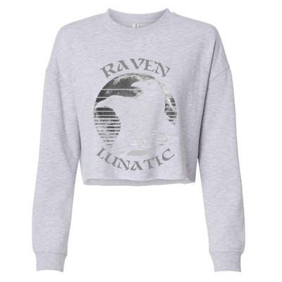 Wiccan Witch Pagan Occult Raven Lunatic Retro Moon Gift Cropped Pullover Crew