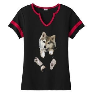 Wolf White Pup In Pocket Wolves Tee Gifts Ladies Halftime Notch Neck Tee