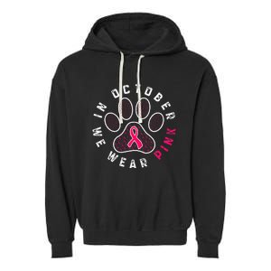 We Wear P.I.N.K Dog Cat Paw Breast Cancer Awareness Garment-Dyed Fleece Hoodie