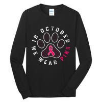 We Wear P.I.N.K Dog Cat Paw Breast Cancer Awareness Tall Long Sleeve T-Shirt