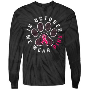 We Wear P.I.N.K Dog Cat Paw Breast Cancer Awareness Tie-Dye Long Sleeve Shirt