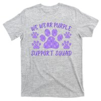 We Wear Purple Domestic Violence Awareness Purple Ribbon Dog Paws Cat Paws T-Shirt