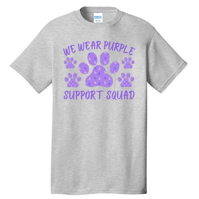 We Wear Purple Domestic Violence Awareness Purple Ribbon Dog Paws Cat Paws Tall T-Shirt