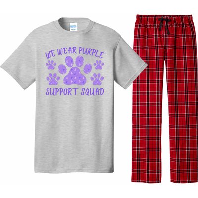 We Wear Purple Domestic Violence Awareness Purple Ribbon Dog Paws Cat Paws Pajama Set