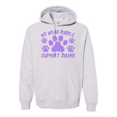 We Wear Purple Domestic Violence Awareness Purple Ribbon Dog Paws Cat Paws Premium Hoodie