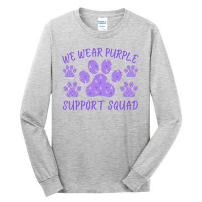 We Wear Purple Domestic Violence Awareness Purple Ribbon Dog Paws Cat Paws Tall Long Sleeve T-Shirt