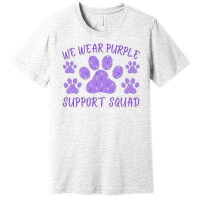 We Wear Purple Domestic Violence Awareness Purple Ribbon Dog Paws Cat Paws Premium T-Shirt