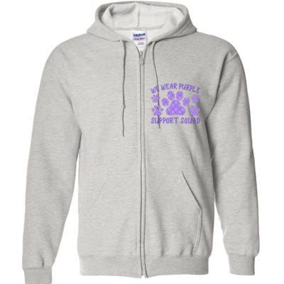 We Wear Purple Domestic Violence Awareness Purple Ribbon Dog Paws Cat Paws Full Zip Hoodie