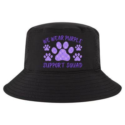 We Wear Purple Domestic Violence Awareness Purple Ribbon Dog Paws Cat Paws Cool Comfort Performance Bucket Hat