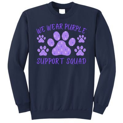 We Wear Purple Domestic Violence Awareness Purple Ribbon Dog Paws Cat Paws Sweatshirt