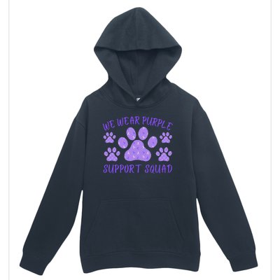 We Wear Purple Domestic Violence Awareness Purple Ribbon Dog Paws Cat Paws Urban Pullover Hoodie