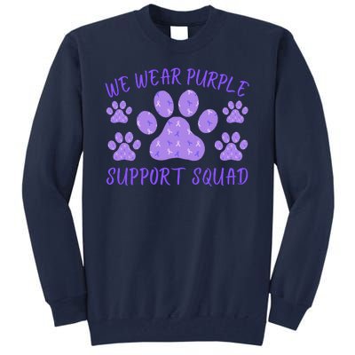 We Wear Purple Domestic Violence Awareness Purple Ribbon Dog Paws Cat Paws Tall Sweatshirt