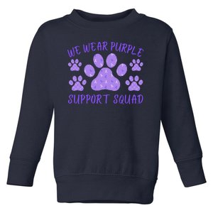 We Wear Purple Domestic Violence Awareness Purple Ribbon Dog Paws Cat Paws Toddler Sweatshirt