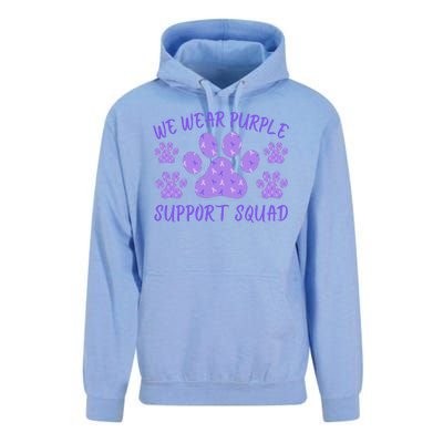 We Wear Purple Domestic Violence Awareness Purple Ribbon Dog Paws Cat Paws Unisex Surf Hoodie