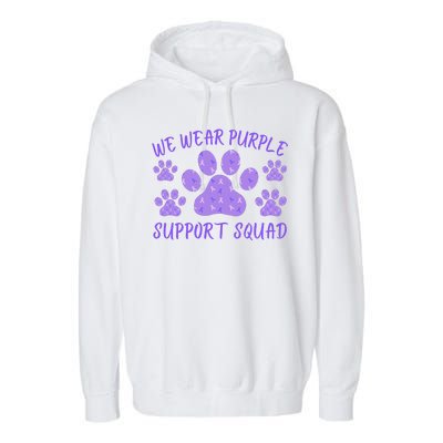 We Wear Purple Domestic Violence Awareness Purple Ribbon Dog Paws Cat Paws Garment-Dyed Fleece Hoodie