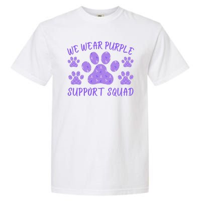 We Wear Purple Domestic Violence Awareness Purple Ribbon Dog Paws Cat Paws Garment-Dyed Heavyweight T-Shirt