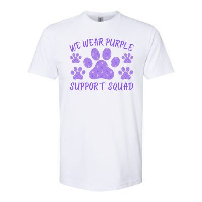 We Wear Purple Domestic Violence Awareness Purple Ribbon Dog Paws Cat Paws Softstyle CVC T-Shirt