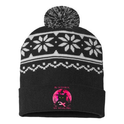 We Wear P.I.N.K Pumpkin Breast Cancer Awareness USA-Made Snowflake Beanie