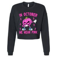 We Wear P.I.N.K Breast Cancer Pumpkin Halloween Cropped Pullover Crew