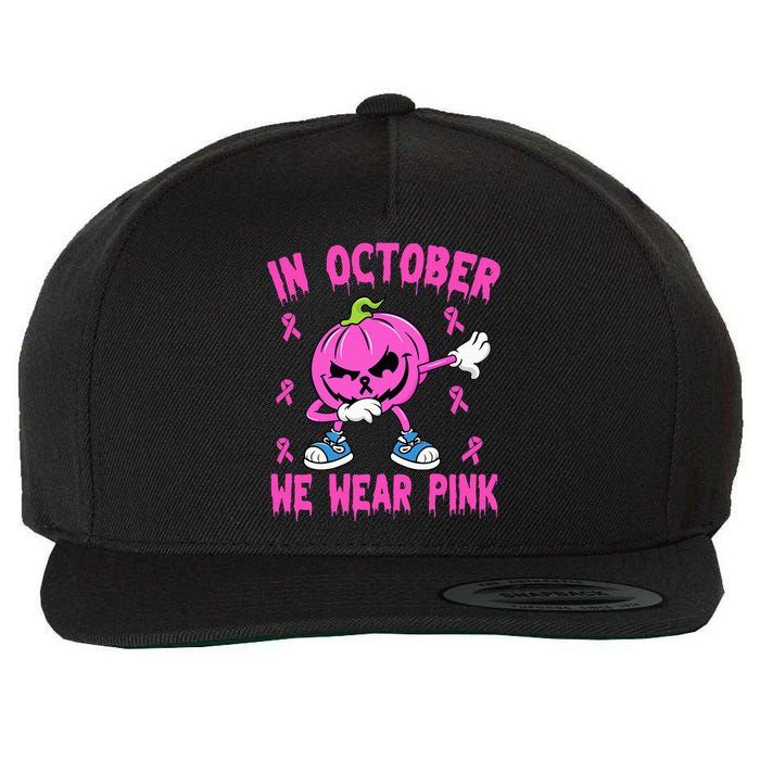 We Wear P.I.N.K Breast Cancer Pumpkin Halloween Wool Snapback Cap